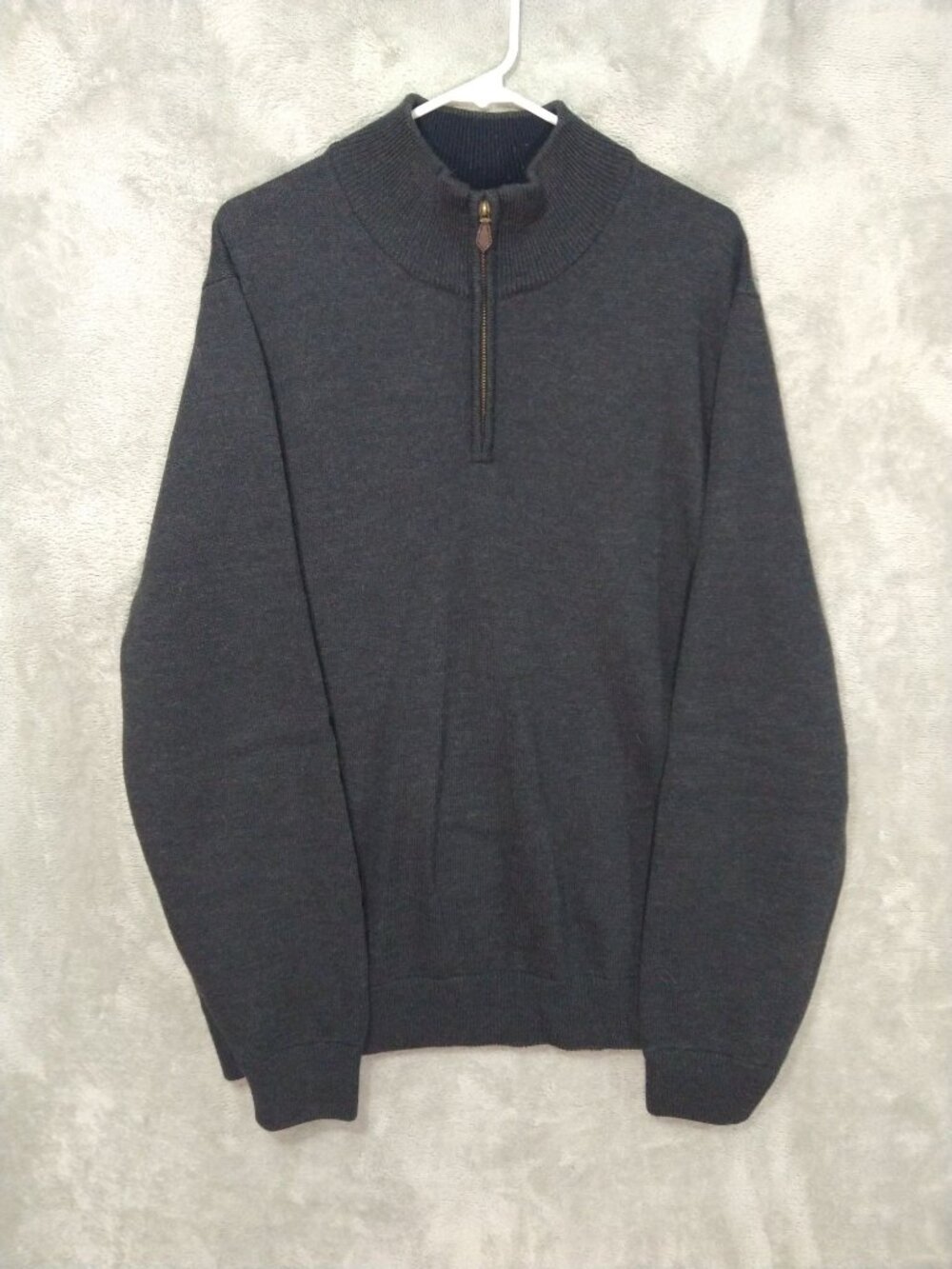 Banana Republic Sweater Mens XL Gray Extra Fine Merino Wool 1/4 Zip Pullover